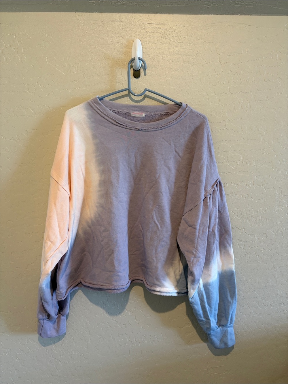 FP Movement by Free People Lavender, Cream & Light Blue Tie-Dye Crop Sweatshirt